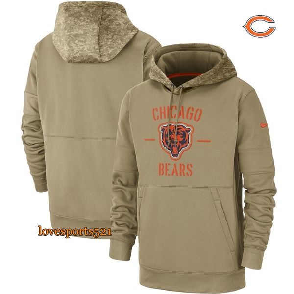 

2019 mens women youth chicago bears nfl nike tan vintage sweatshirt salute to service sideline therma pullover hoodie, Blue;black