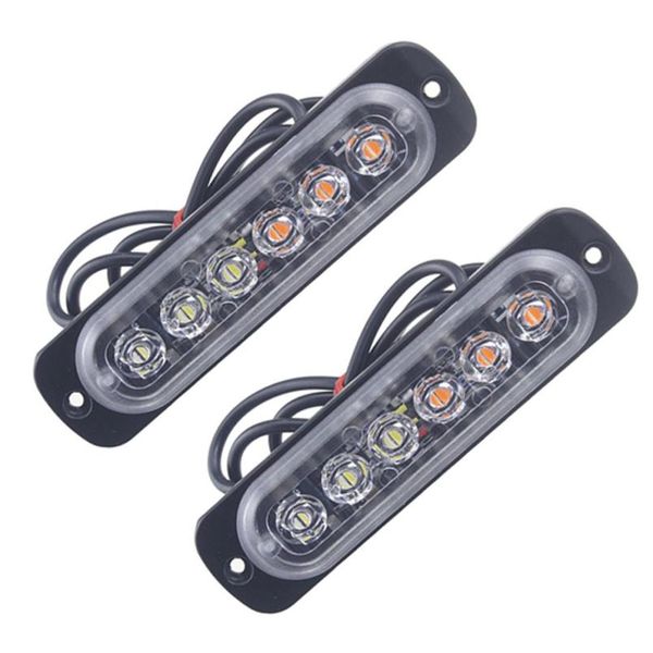 

2x car light bulbs 2 pcs amber 6 led car truck emergency beacon warning hazard flash strobe light auto led light