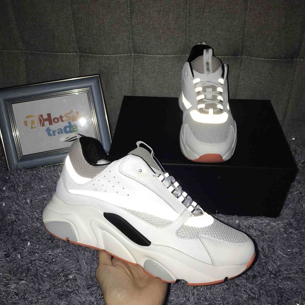 

calfskin trainers b22 sneakers white colors men women casual shoes 3d reflective fashion outdoor trainers with box
