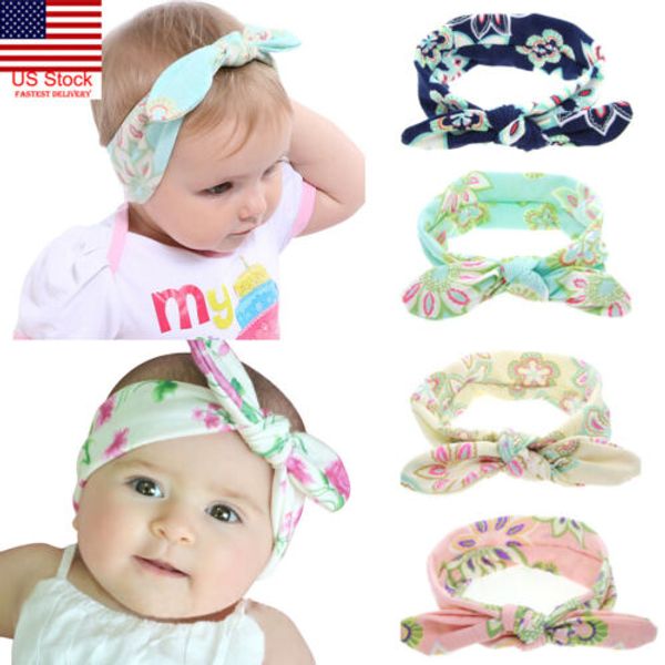 

baby toddler girls kids bunny rabbit bow knot flower turban headband hair band headwrap accessories headwear