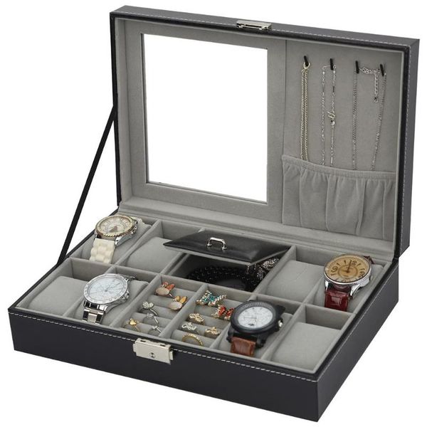 

pu leather watch jewelry box high-end organizer storage box case for watch jewery ornament casket container boxes portable