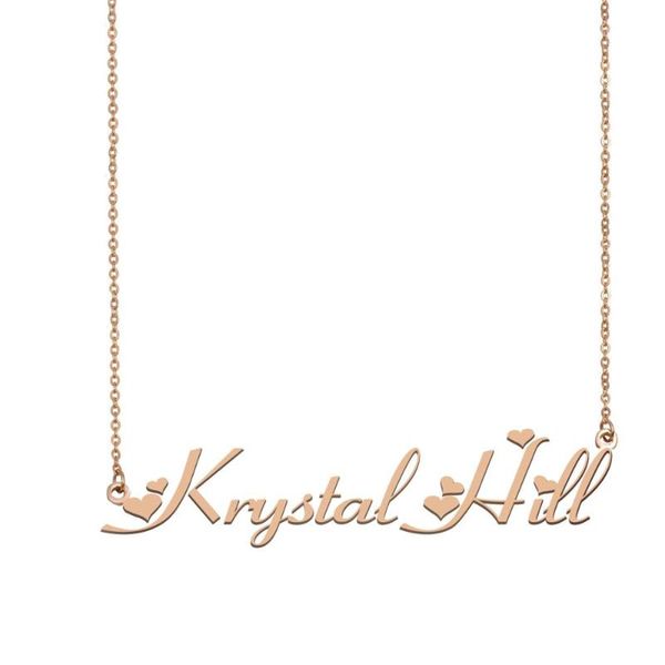 

krystal-hill name necklace , custom name necklace for women girls friends birthday wedding christmas mother days gift, Silver