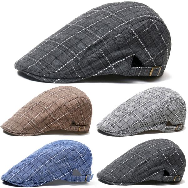 

men's cabbie ivy driving flat caps newsboy golf plaid beret irish hats newsboy cap, Blue;gray