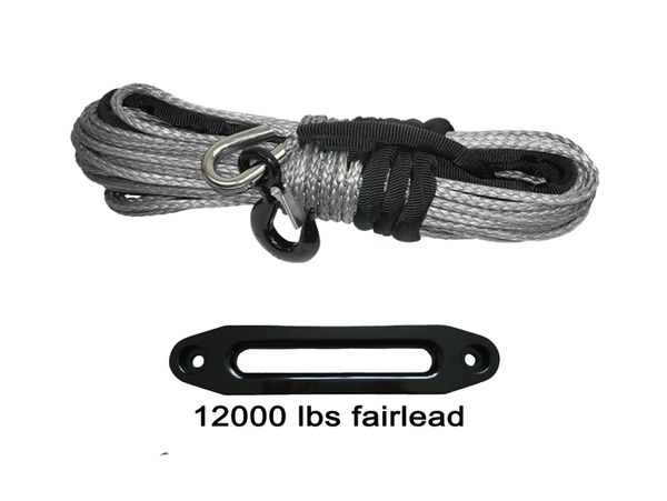 

10mm x 30m synthetic uhmwpe rope winch line with hook & 12000lbs hawse fairlead guide