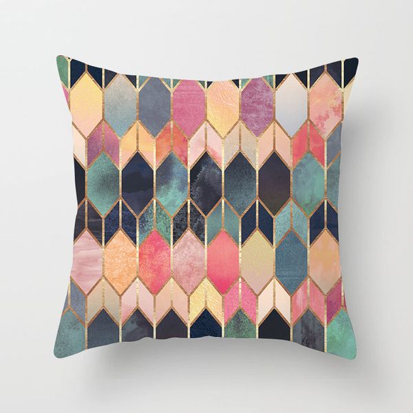 

colorful geometry pattern cushion covers home decorative pillows case throw pillows cover map velvet pillow case for sofa