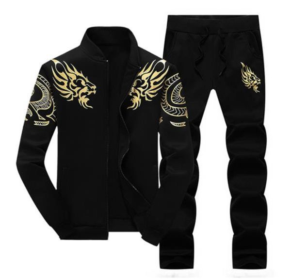 

Spring Long Sleeve Print Mens Designer Tracksuits Crew Neck Cardigan Zipper Mens 2PCS Sports Suits Newest Homme Clothing