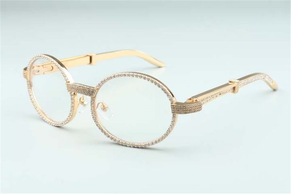 

2020 new natural diamonds stainless steel legs glasses 7550178 whole diamond glasses frame size: 55-22-140mm, Silver
