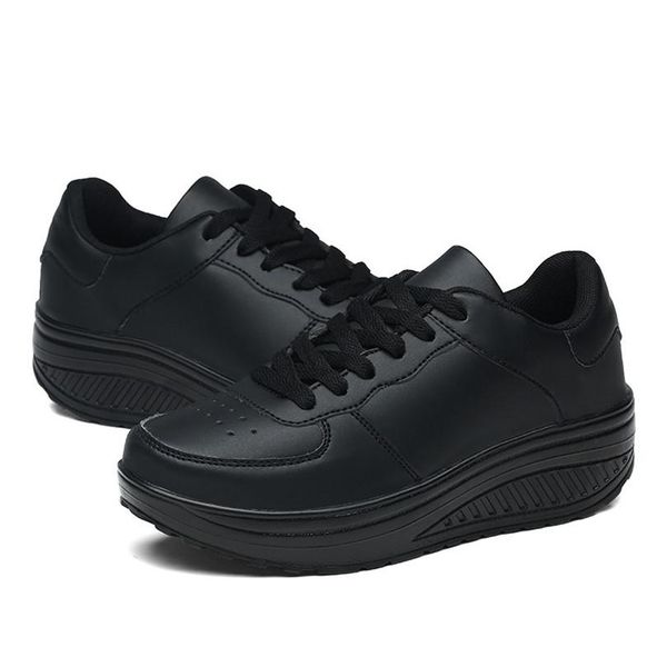 

women increasinglace up walking platlform swing shoes, Black;white