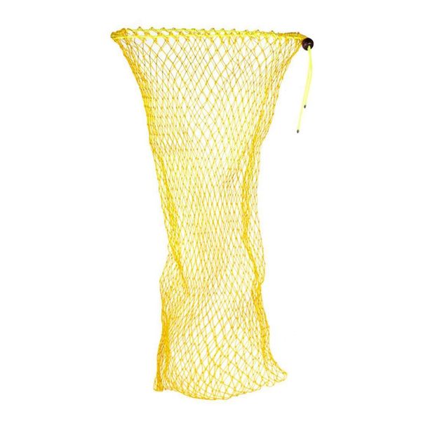

folding nylon fishing net bag 90cm long hole network 2cm x 2cm yellow