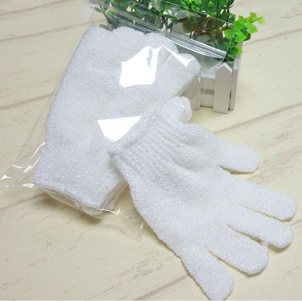 

white gloves body cleaning shower nylon gloves exfoliating bath glove flexible size five fingers bath gloves bathroom supplies lsk95