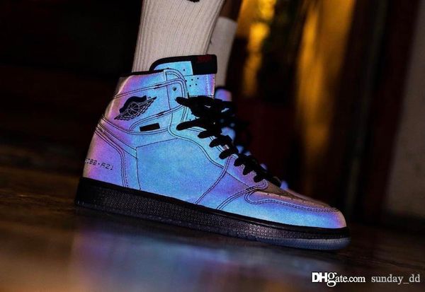 

authentic air 1 high zoom r2t fearless men basketball shoes black-lucky green-varsity red retro sports sneakers bv0006-900