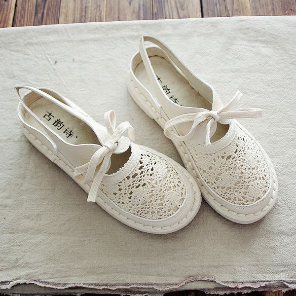 

spring new lace literary shoes flat sen net shoes casual fisherman shoes, Black