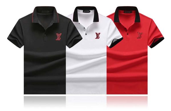 

2019 новая роскошные мужской с короткими рукавами лацкане шея футболка летом дышащей кнопкой пуловеры футболки мужской рубашки лоскутного тр, White;black