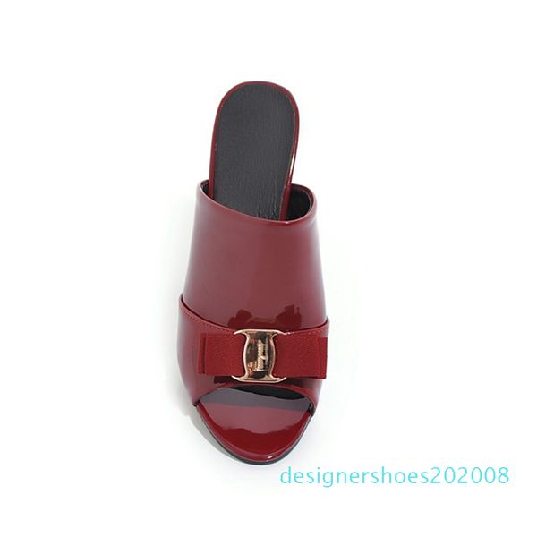 

new butterfly-knot women slides peep toe high heel women summer slippers d08, Black