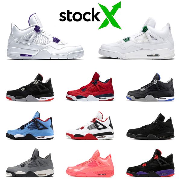 

stock x jumpman 4 4s men basketball shoes metallic pack court purple pine green black cat white cement mens trainers fashion sports sneakers
