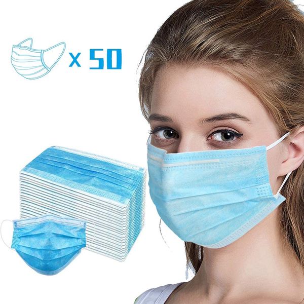 

50 pcs fast 3 layer disposable mask anti-dust face mask factory directly wholesale non woven face masks with ce certification