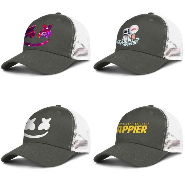 

marshmello-face-art mens and women adjustable trucker meshcap fitted fashion baseball personalized original baseballhats happier nope, Blue;gray