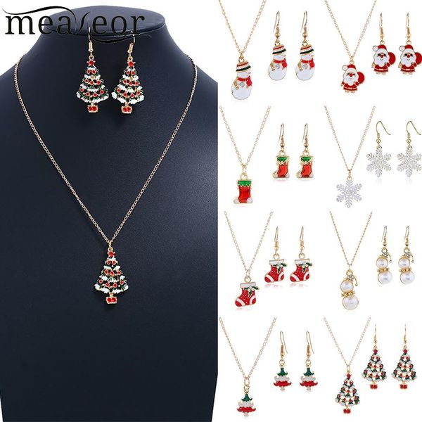 

new fashion women cute cartoon color 10 types christmas link chain earrings necklace pair of set 3cm/1.2inch, Silver