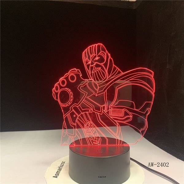 

the avengers marvel big villain thanos 3d led rgb 7 color change night light baby sleep lamp home decor boy kid gift aw-2402