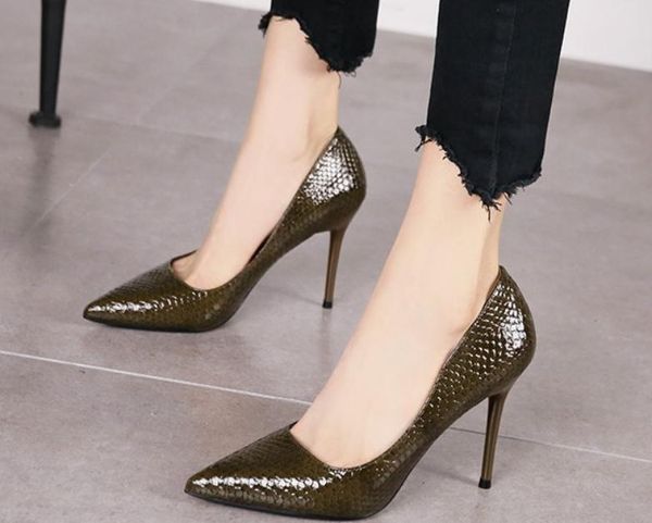 

2019 women's shoes in spring and autumn with new style high heel fine heel pointed end @50, Black