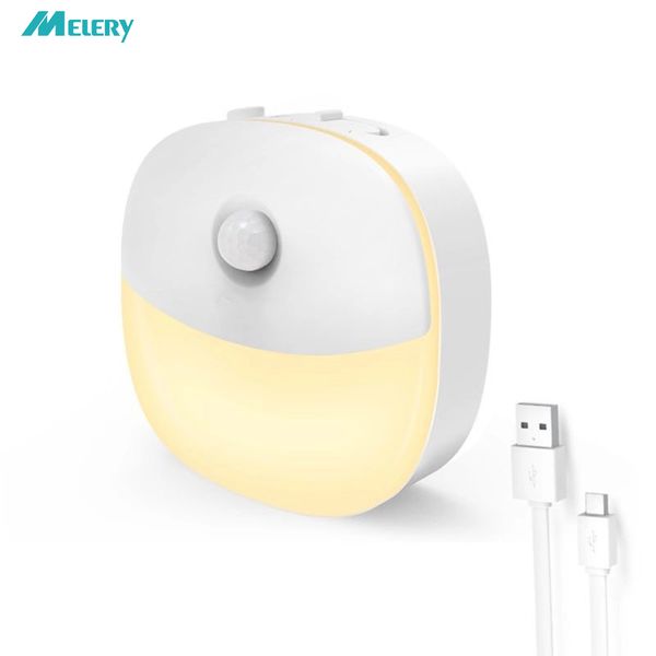 

led night light human body infrared motion sensor led home decorative lighting lamp waterproof usb rechargeable color changing