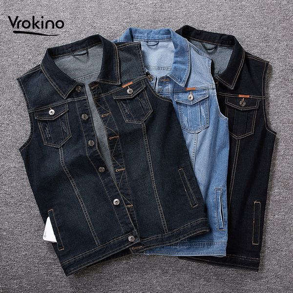 

2020new product launch in spring men's fashion cotton denim sleeveless tank youth high-end outdoor vest jacket m-8xl, Black;brown