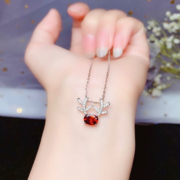 

shilovem 925 sterling silver natural garnet pendants earrings fine jewelry women wedding open send necklace new btz0507333ags, Black