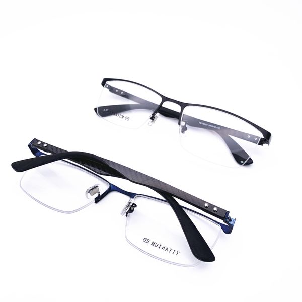 

belight optical titanium with carbon fiber half rimless men prescription eyes spectacle frame eyewear tb19054, Silver
