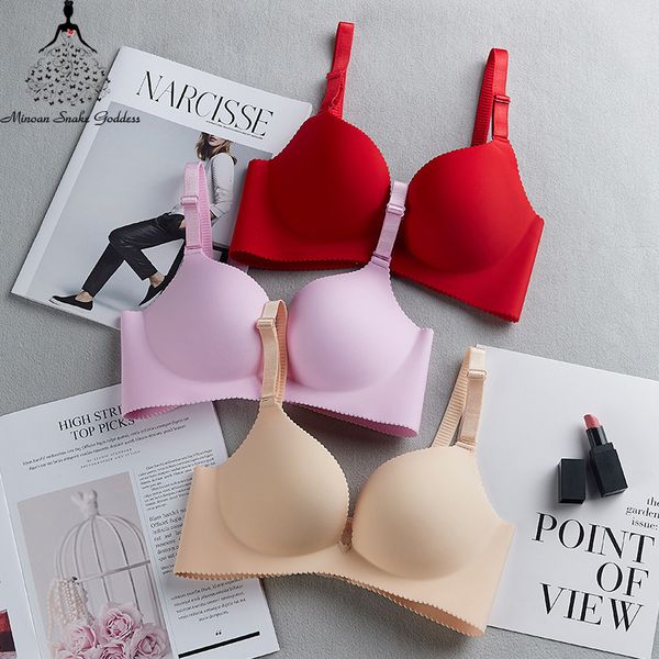 

women underwears seamless bra women bra push up female underwear three hook and eye bras lingerie wire soutien gorge femme, Red;black
