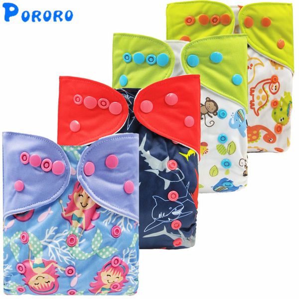 

reusable diaper baby cloth nappies porket adjustable boy girl newborn washable waterproof printed diaper cover with color tab