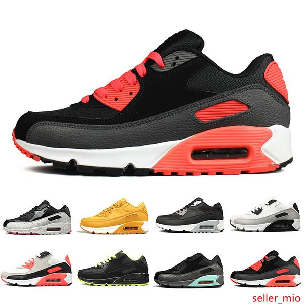 

2019 triple black men women running shoes classic yellow red wheat 90s sports trainer air cushion surface breathable sneakers 36-45
