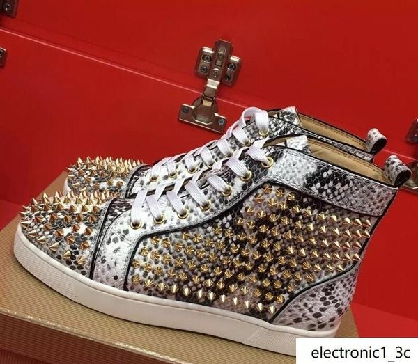 

drop shipping new casual red sneakers men blue shoes spikes flat shoes men high studded rivet trainers male party dress shoes 3wd 04