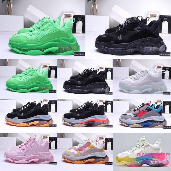 

2020 fashion casual shoes platform 17fw triple-s dad for men's women black green sports luxury designer triple s vintage shoe size eur