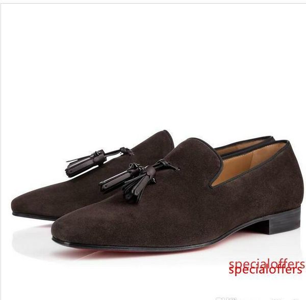 

party dress wedding slip on loafers shoes for man dandelion tassel sneaker red bottom oxford13 shoes luxury men s leisure flat w042, Black