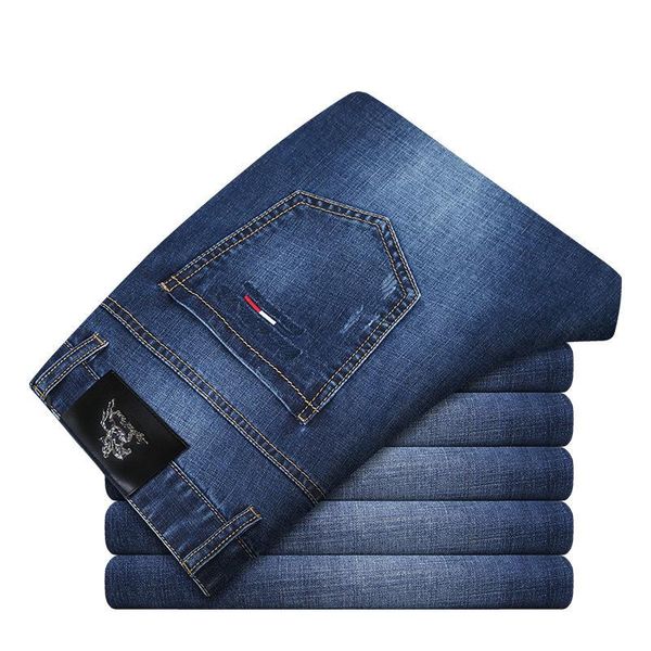 

pop2019 arie tiger jeans male summer pattern pants korean directly tube blue old age thin section slim trousers