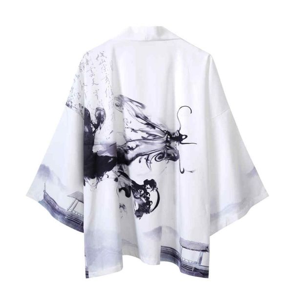 

japanese kimono men cardigan shirt male blouse yukata men summer clothes half sleeves samurai clothing male kimono cardigan 2020, White;black