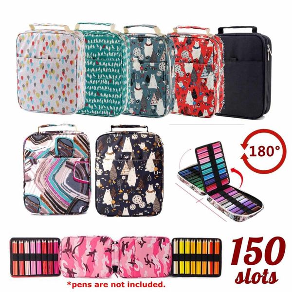 

милый мультфильм животных 150 слотов карандаш сумка большой емкости ручка хранения студентов коробка рисование живопись инструмент сумка худ