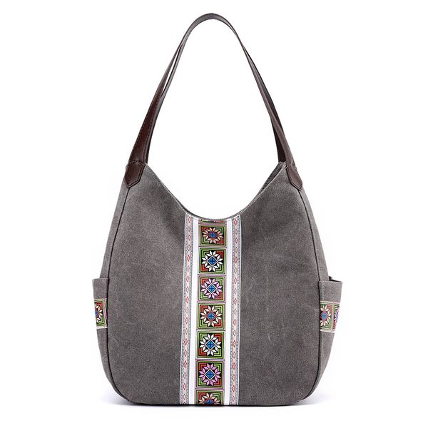 

vintage women's bags 2020 new ethnic floral print purse handbags work school travel simple wear-proof canvas shoulder tote bag