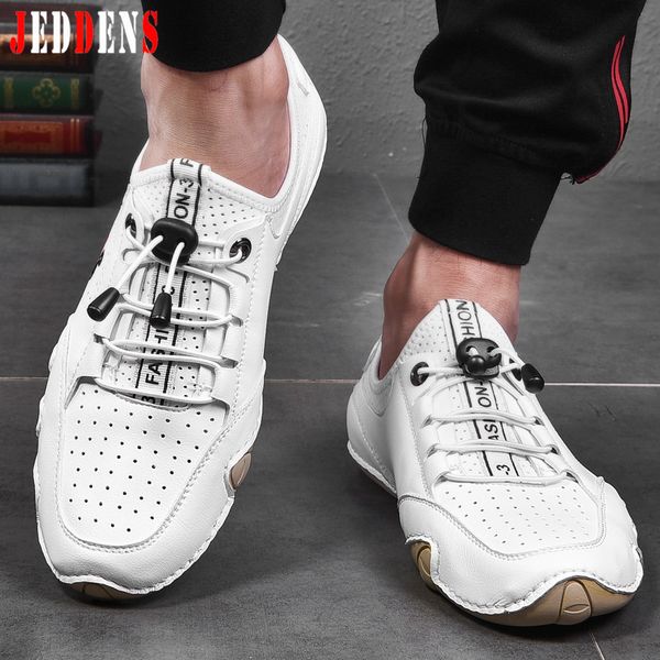 

shoes men leather big size casual white sneakers comfort men's summer moccasins slip on mans shoes man flat loafers m3, Black