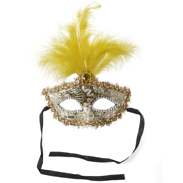 

fashionmask mask with feathers venetian style white gold x carnival party