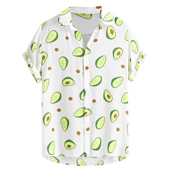 

hawaiian shirts mens funny avocado printed turn down collar short sleeve casual shirts men button streetwear beach, White;black