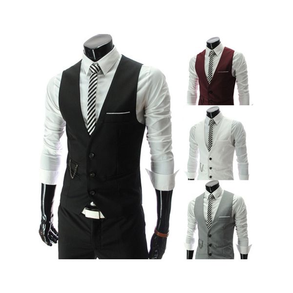 

2019 new arrival dress vests for men slim fit mens suit vest male waistcoat gilet homme casual sleeveless formal business jacket, Black;white