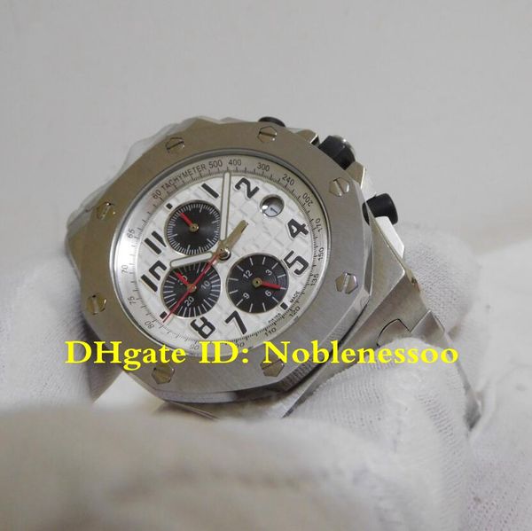 

6 style men's offshore 26470st white dial 26470st.oo.a801cr.01 chrono work quartz chronograph watch steel bracelet mens watches, Slivery;brown