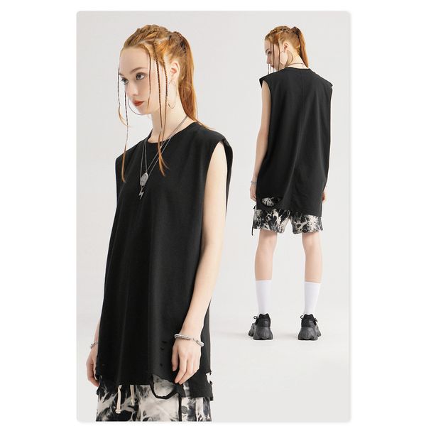 

men women designer t-shirts vest men summer street style hiphop tees mens womens vintage loose tank t-shirt casual wholesale, White;black