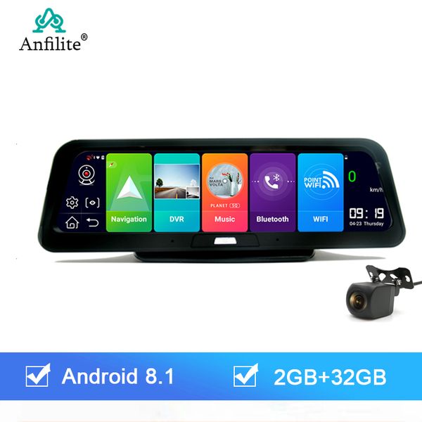 

anfilite 10" android 8.1 adas 4g gps navigation 2gb+32gb 1080p dash cam camera dual lens car video recorder night vision car dvr