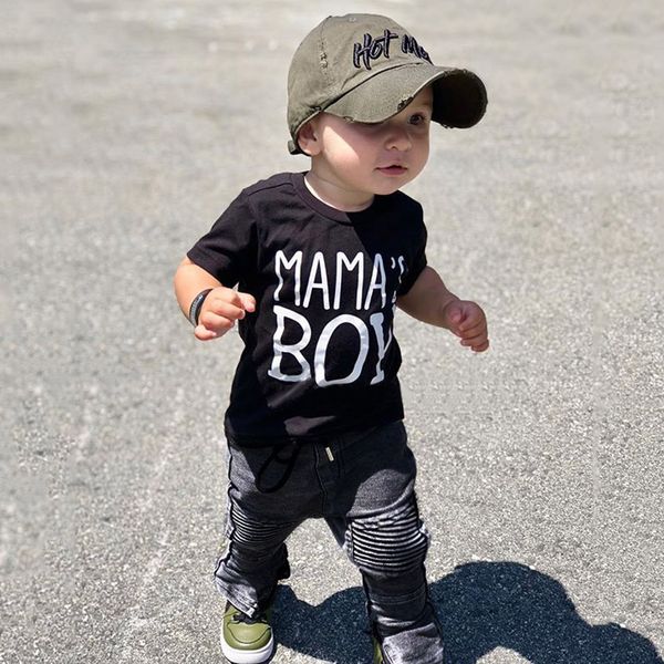 

2pcs boys clothing toddler kids baby boys outfit clothes short sleeve letter print t-shirt+jeans denim pants set children clothe, White