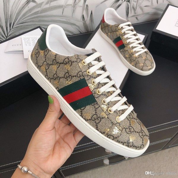 

Luxury fa hion boxed g20 men women ace white bee genuine leather neaker hoe andal gg 13 gucci, Blue;gray