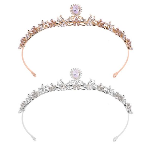 

bridal tiara rhinestones small crown wedding dress accessories etiquette jewelry women head hoop, Golden;white
