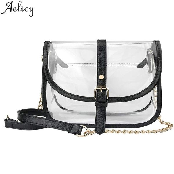 

aelicy ladies shopping transparent chain messenger shoulder bag handbag wallet sports bags coin purse girls school books totes