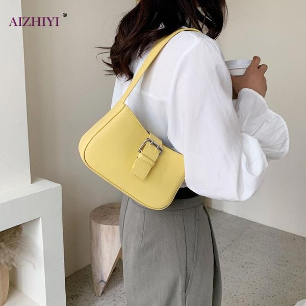 

pure color women handbag classic texture delicate creative design pu leather female fashion underarm shoulder tote bag